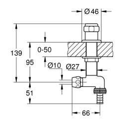 Grohe Original WAS Untertischventil DN 15, Spültischmontage, 50mm verstellbar, Fettkamm... GROHE-41050000 4005176282072 (Abb. 1)
