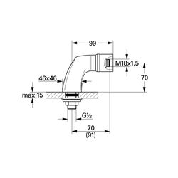 Grohe Standanschluss Europlus, 1/2", 70-91mm, 70mm, Weiß, 46121L00... GROHE-46121L00  (Abb. 1)