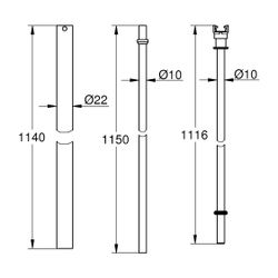 Grohe Ersatzrohr für Duschsysteme, 150mm länger gegenüber Originalrohr, Chrom, 48053000... GROHE-48053000 4005176890031 (Abb. 1)