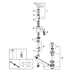 Grohe Cubeo Einhand-Waschtischbatterie S-Size, 1-Loch-Montage, mit Zugstangen-Ablaufg... GROHE-1017300000 4067393014201 (Abb. 1)