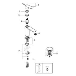 Grohe Cubeo Einhand-Waschtischbatterie M-Size, 1-Loch-Montage, mit Push-oopen-Ablaufg... GROHE-1017570000 4067393013389 (Abb. 1)