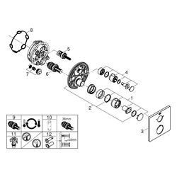 Grohe Grohtherm Thermostat-Brausebatterie, eckig, mit integr. 2-Wege-Umst., Fertigmon... GROHE-1022092430 4067393018896 (Abb. 1)