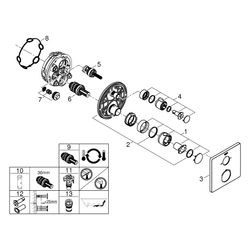 Grohe Grohtherm Thermostat-Wannenbatterie, eckig, mit integr. 2-Wege-Umst., Fertigmon... GROHE-1022112430 4067393019015 (Abb. 1)