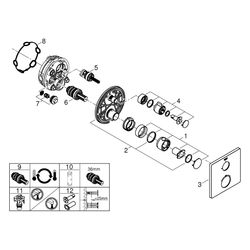 Grohe Grohtherm Thermostat-Brausebatterie, eckig, Fertigmontageset für Rapido, Mattsc... GROHE-1022152430 4067393019053 (Abb. 1)