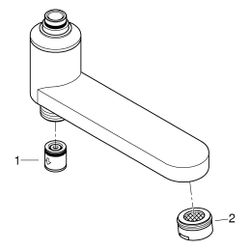 Grohe Schwenkauslauf, mit integrierter Umstellung zwischen Dusche und Wanne durch Drehe... GROHE-13450000 4005176735592 (Abb. 1)