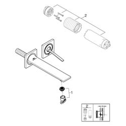 Grohe Allure 2-Loch-Waschtischbatterie, Wandmontage, Fertigmontageset, 212mm Ausladung,... GROHE-19386GL2 4005176512834 (Abb. 1)