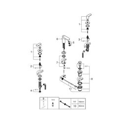 Grohe Eurosmart Cosmopolitan 3-Loch-Waschtischbatterie, 1 1/4" Zugstangen-Garnitur, Chr... GROHE-20187000 4005176874680 (Abb. 1)