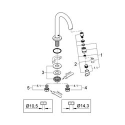 Grohe Universal Waschtisch-Standventil C-Auslauf, Chrom, 20201000... GROHE-20201000 4005176883354 (Abb. 1)