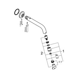 Grohe Universal Waschtisch-Wandauslaufventil, Ausladung 185mm, Chrom, 20203000... GROHE-20203000 4005176883378 (Abb. 1)