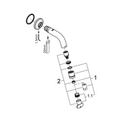 Grohe Universal Waschtisch-Wandauslaufventil, Ausladung 106mm, Chrom, 20205000... GROHE-20205000 4005176883682 (Abb. 1)