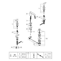 Grohe Eurostyle Cosmopolitan 3-Loch-Waschtischbatterie, Zugstangen-Garnitur, Chrom, 202... GROHE-20208002 4005176886980 (Abb. 1)