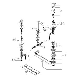 Grohe Essence 3-Loch-Einhand-Waschtischbatterie, 1 1/4" Zugstangen-Ablaufgarnitur, Warm... GROHE-20296DA1 4067393033639 (Abb. 1)