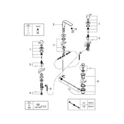 Grohe Lineare 3-Loch-Waschtischbatterie, 5,7l/min SpeedClean Mousseur, 1 1/4" Zugstange... GROHE-20304001 4005176409141 (Abb. 1)