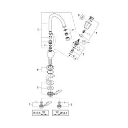Grohe Costa Standventil, schwenkbarer Rohrauslauf mit Mousseur, Markierung Blau, Chrom,... GROHE-20393001 4005176842993 (Abb. 1)