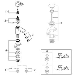 Grohe BauLoop Standventil XS-Size 1-Loch-Montage, Chrom, 20422001... GROHE-20422001 4005176529504 (Abb. 1)