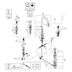 Grohe Atrio PC 3-Loch-Waschtischbatterie für Hebelgriffe, Zugstangen-Ablaufgarnitur, Ha... GROHE-20593AL0 4005176499272 (Abb. 1)
