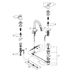 Grohe Grandera 3-Loch-Waschtischbatterie, hoher Auslauf, 1 1/4" Zugstangen-Garnitur, Ch... GROHE-20619IG0 4005176757952 (Abb. 1)