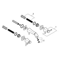 Grohe Grandera 3-Loch-Waschtischbatterie, Wandmontage, Ausladung 177mm, Fertigmontagese... GROHE-20622IG0 4005176757990 (Abb. 1)