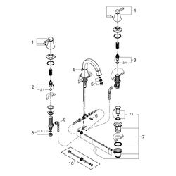 Grohe Grandera 3-Loch-Waschtischbatterie, flacher Auslauf, 1 1/4" Zugstangen-Garnitur, ... GROHE-20624IG0 4005176758058 (Abb. 1)