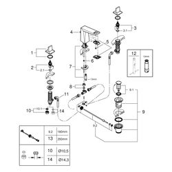Grohe Allure Brilliant 3-Loch-Waschtischbatterie, Zugstangen-Ablaufgarnitur 1 1/4", fla... GROHE-20626000 4005176760136 (Abb. 1)