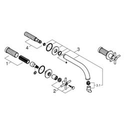 Grohe Atrio 3-Loch-Waschtisch-Wandbatterie, Fertigmontageset für 29 025 002, m. Kreuzgr... GROHE-20661MG0 4005176944543 (Abb. 1)