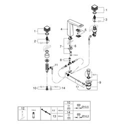 Grohe Allure Brilliant PC 3-Loch-Waschtischbatterie, Kubusbetätigung Rändelstruktur Gar... GROHE-20670AL0 4005176791703 (Abb. 1)