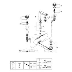 Grohe Allure Brilliant Private Collection 3-Loch-Waschtischbatterie, Kubusbetätigung Wh... GROHE-20671000 4005176791710 (Abb. 1)