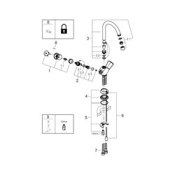 Grohe Costa Waschtisch-Einlochbatterie Schwenkauslauf versenkbare Kette, Chrom, 2133700... GROHE-21337001 4005176843020 (Abb. 1)