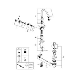 Grohe Costa Zweigriff-Waschtischbatterie Zugstangen-Garnitur, Chrom, 21375001... GROHE-21375001 4005176843037 (Abb. 1)