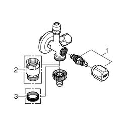 Grohe Original WAS Kombi-Eckventil, Wandanschluss 1/2", Abgang 3/8", Abgang 3/4" mit Sc... GROHE-22035000 4005176305511 (Abb. 1)