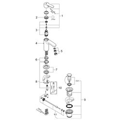 Grohe Eurostyle Cosmopolitan 1-Loch-Einhand-Waschtischbatterie, S-Size, 1 1/4" Zugstang... GROHE-23037002 4005176886355 (Abb. 1)