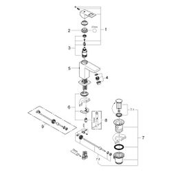 Grohe Eurocube Einhand-Waschtischbatterie, S-Size, 1 1/4" Zugstangen-Garnitur, Superste... GROHE-23127DC0 4005176524967 (Abb. 1)