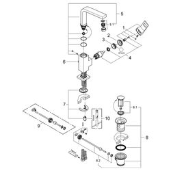 Grohe Eurocube Einhand-Waschtischbatterie, L-Size, schwenkbarer Rohrauslauf, 1 1/4" Zug... GROHE-2313500E 4005176906732 (Abb. 1)