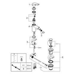 Grohe EuroPro Einhand-Bidetbatterie, 1-Loch-Montage, Zugstangen-Garnitur, Water Saving,... GROHE-23263001 4005176743238 (Abb. 1)