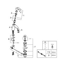 Grohe Eurosmart Einhand-Waschtischbatterie, 1-Loch-Montage, M-Size, Zugstangen-Garnitur... GROHE-23322001 4005176934506 (Abb. 1)