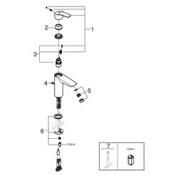 Grohe Eurosmart Einhand-Waschtischbatterie, 1-Loch-Montage, M-Size, Temperaturbegrenzer... GROHE-23323003 4005176613319 (Abb. 1)