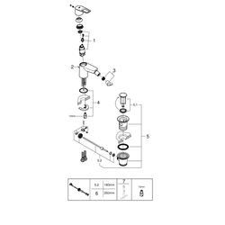 Grohe BauLoop 1-Loch-Einhand-Bidetbatterie, mit Temperaturbegrenzer, EcoJoy 5,7l/min, 1... GROHE-23338001 4005176555893 (Abb. 1)