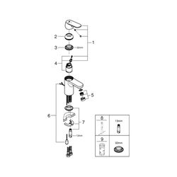 Grohe Eurosmart Cosmopolitan Einhand-Waschtischbatterie, S-Size, versenkbare Kette, Ene... GROHE-2337800E 4005176936647 (Abb. 1)