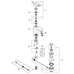 Grohe Eurocube Einhand-Waschtischbatterie, S-Size, 1 1/4" Zugstangen-Garnitur, Chrom, 2... GROHE-2339000E 4005176938436 (Abb. 1)