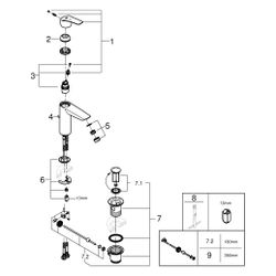 Grohe Eurosmart Einhand-Waschtischbatterie, 1-Loch-Montage, M-Size, Temperaturbegr., Zu... GROHE-2339330E 4005176613340 (Abb. 1)