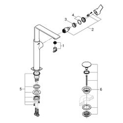 Grohe Allure Einhand-Waschtischbatterie, XL-Size, für freist. Waschschüsseln, mit Push-... GROHE-23403MS1 4005176945229 (Abb. 1)