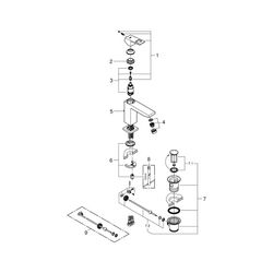Grohe Eurocube Einhand-Waschtischbatterie, M-Size, 1 1/4" Zugstangen-Garnitur, Chrom, 2... GROHE-23445000 4005176998706 (Abb. 1)