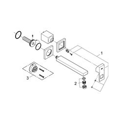 Grohe Eurocube 2-Loch-Waschtischbatterie, Wandmontage, Fertigmontageset, 231mm Ausladun... GROHE-23447DC0 4005176525025 (Abb. 1)