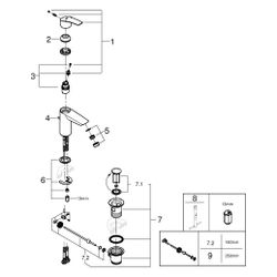 Grohe Eurosmart Einhand-Waschtischbatterie, S-Size, Hybrid-Zugstangen-Garnitur, Chrom, ... GROHE-23456003 4005176613272 (Abb. 1)