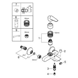 Grohe BauEdge Wannenbatterie, Wandmontage, Einhand, mit Temperaturbegrenzer, Chrom, 236... GROHE-23604001 4005176556593 (Abb. 1)