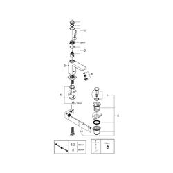 Grohe Eurocube Joy Einhand-Waschtischbatterie, M-Size, 1 1/4" Zugstangen-Garnitur, Chro... GROHE-23657000 4005176342110 (Abb. 1)