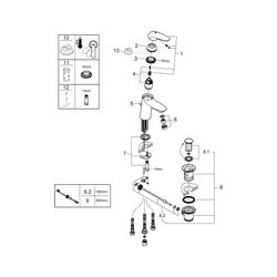 Grohe Eurostyle Einhand-Waschtischbatterie, S-Size, geschlossener Metall-Hebelgriff, Ni... GROHE-23710003 4005176365027 (Abb. 1)