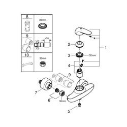 Grohe Einhand-Brausebatterie Eurostyle, Wandmontage, eigensicher, geschlossener Metallh... GROHE-23722003 4005176365188 (Abb. 1)