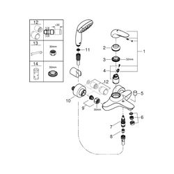 Grohe Eurostyle Einhand-Wannenbatterie, Wandmontage, mit Brausegarnitur, Chrom, 2372930... GROHE-2372930A 4005176456503 (Abb. 1)