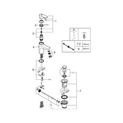 Grohe BauFlow 1-Loch-Einhand-Waschtischbatterie, S-Size, mit Zugstangen-Garnitur 1 1/4"... GROHE-23751000 4005176388149 (Abb. 1)